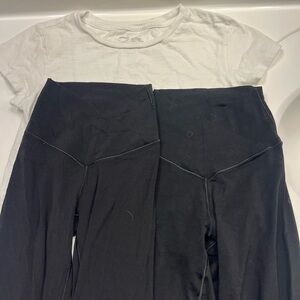 Aerie Classic White Tee + Crossover Flared Leggings + Crossover Leggings